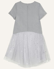 Unicorn and Star Print Dress, Grey (GREY), large