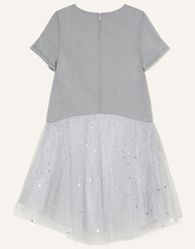 Unicorn and Star Print Dress, Grey (GREY), large