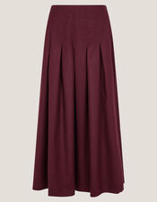 Dani Pleat Midi Skirt, Purple (AUBERGINE), large