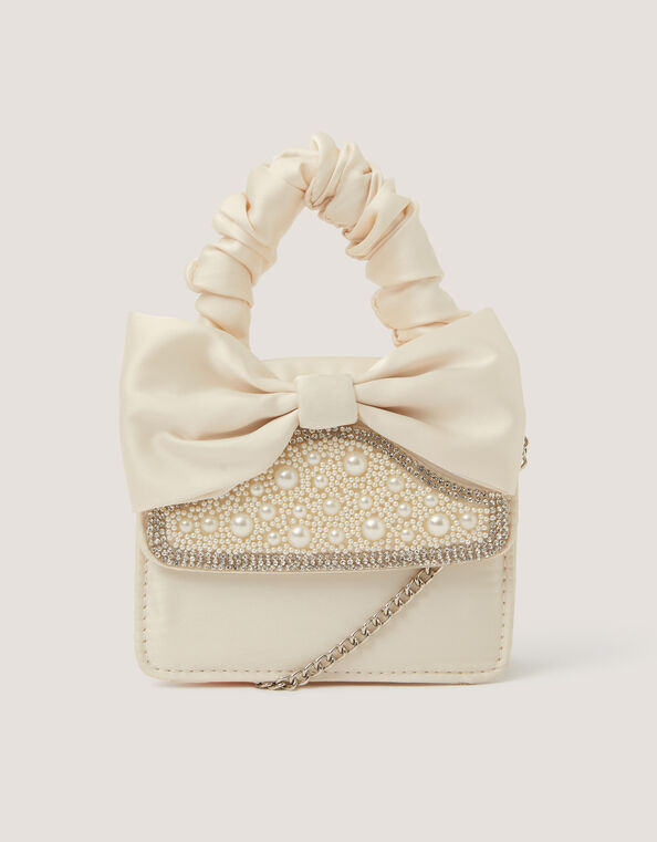 Pearl Embellished Bow Bag, , large