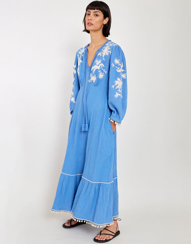 East Embroidered Long Sleeve Dress, Blue (BLUE), large