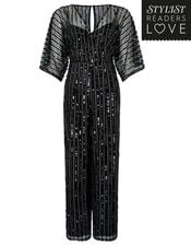 Lorelai Sequin Jumpsuit, Black (BLACK), large