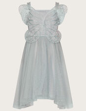 Land of Wonder Butterfly Wings Glitter Dress, Grey (GREY), large