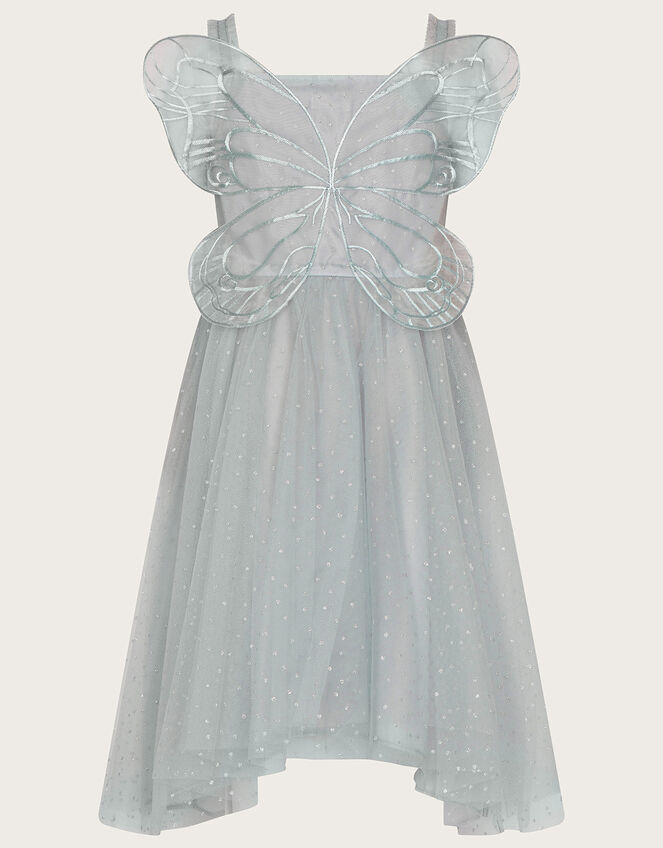 Land of Wonder Butterfly Wings Glitter Dress, Grey (GREY), large