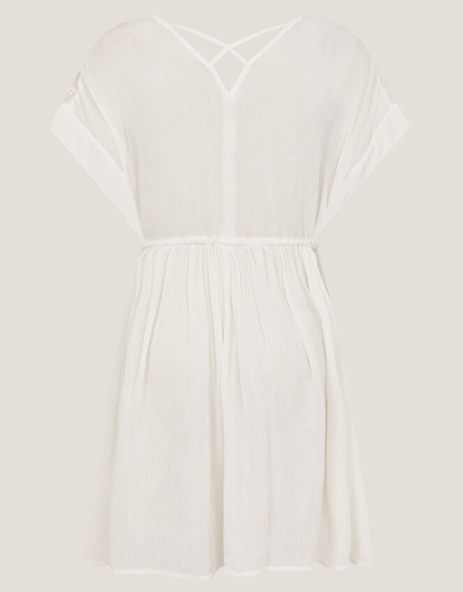 Crochet Kaftan Dress, White (WHITE), large