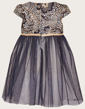 Baby Jasmine Jacquard Tulle Dress, Blue (NAVY), large