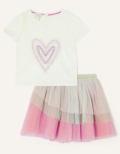 Heart Sequin Disco Top and Skirt Set Multi, Multi (MULTI), large