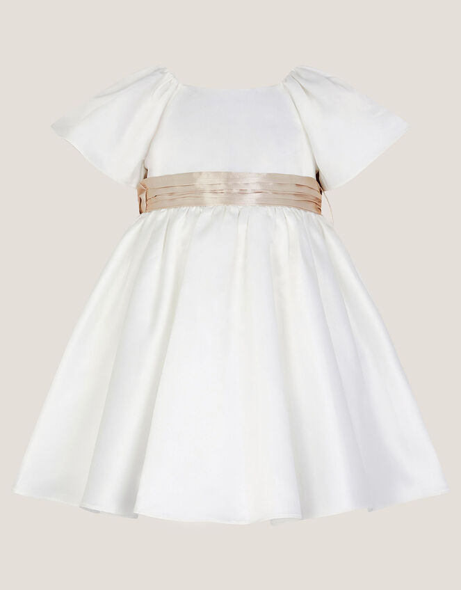 Baby Angelica Satin Bow Dress, Ivory (IVORY), large