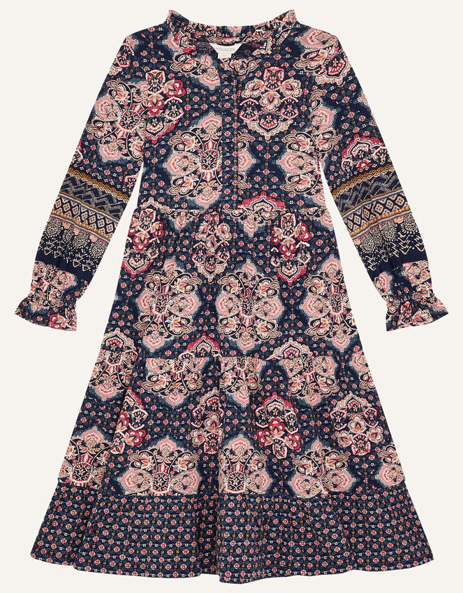 MINI ME Rowan Heritage Print Dress, Blue (NAVY), large