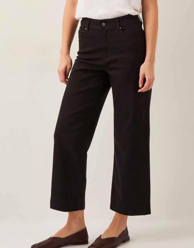 Hallie Regular Crop Wide Leg Jeans, Black (BLACK), large