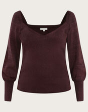 Metallic Sweetheart Jumper with LENZING™ ECOVERO™ , Bronze (BRONZE), large