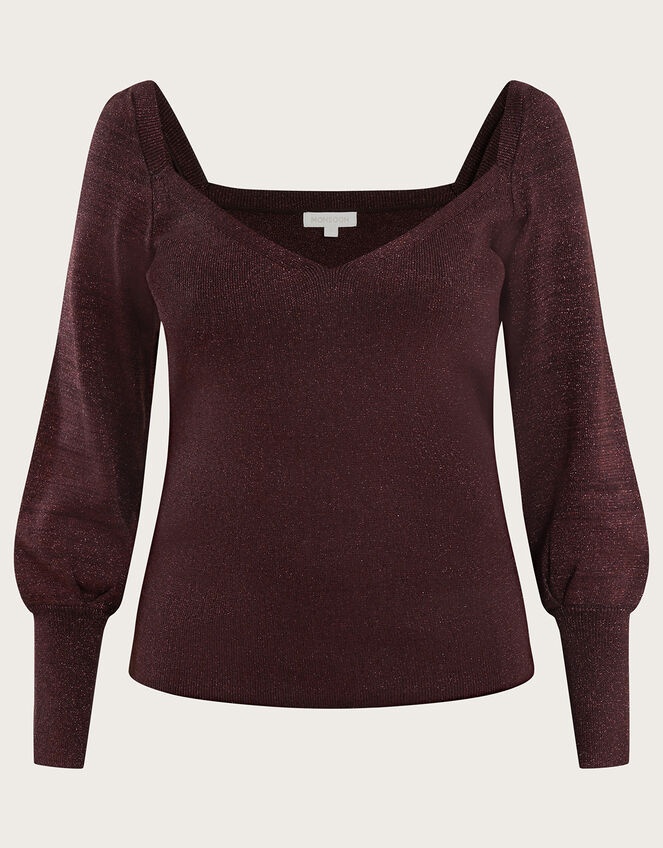 Metallic Sweetheart Jumper with LENZING™ ECOVERO™ , Bronze (BRONZE), large