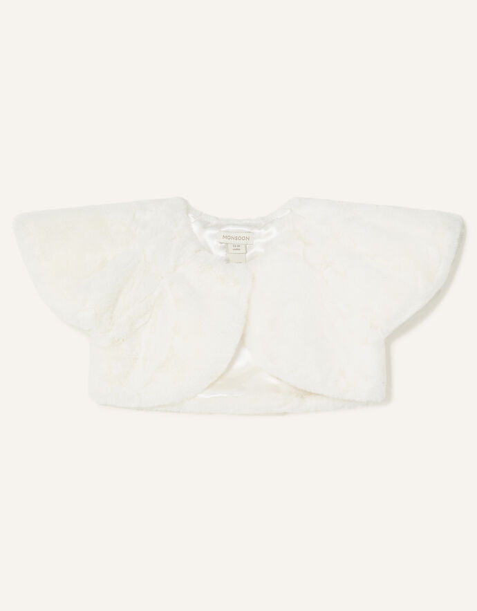 Baby Faux Fur Shrug Ivory Baby Girl Cardigans Monsoon UK.