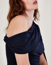 Dora Drape Dress, Blue (NAVY), large