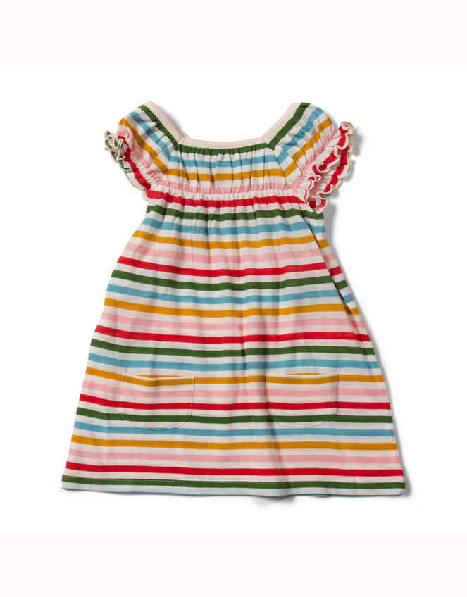 Little Green Radicals Rainbow Stripe Playdays Dress, Multi (MULTI), large