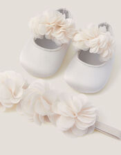 Baby Corsage Booties & Headband Set, Ivory (IVORY), large