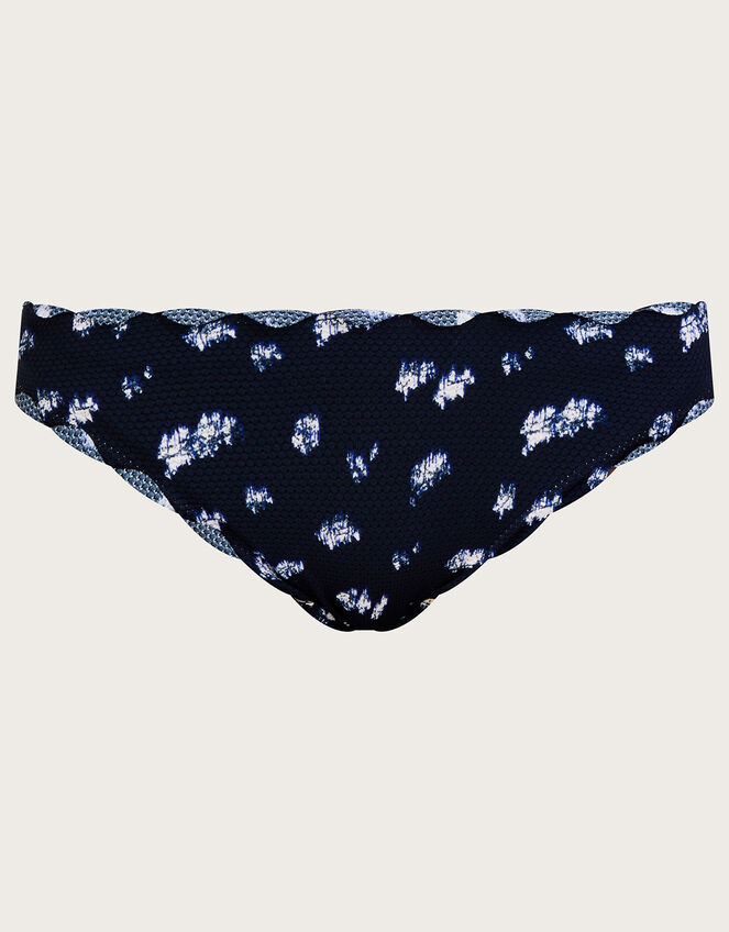 Batik Print Scallop Bikini Bottoms with Recycled Polyester, Blue (NAVY), large