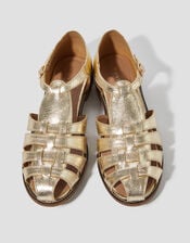 Brady Leather Fisherman Sandals, Gold (GOLD), large