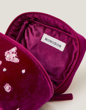 Initial Velvet Make Up Bag, Red (BURGUNDY), large
