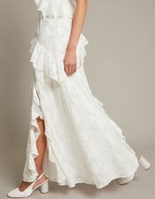 Remi V-Neck Ruffle Maxi Wedding Dress, Ivory (IVORY), large