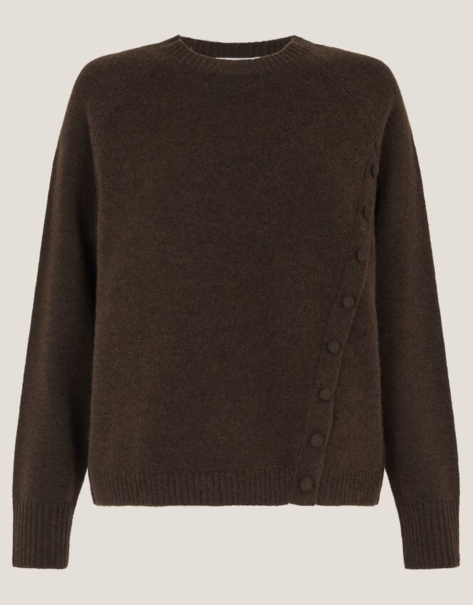 Bray Asymmetrical Button Jumper, Brown (CHOCOLATE), large