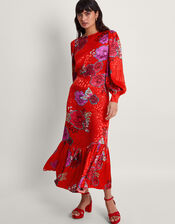 Esme Floral Tea Dress, Red (RED), large