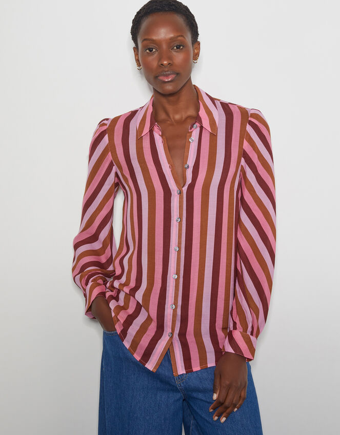 Solana Stripe Shirt, Pink (PINK), large