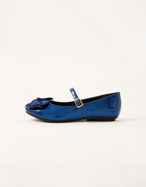 Organza Bow Patent Ballerina Flats Blue Girls Flat Shoes Monsoon Uk
