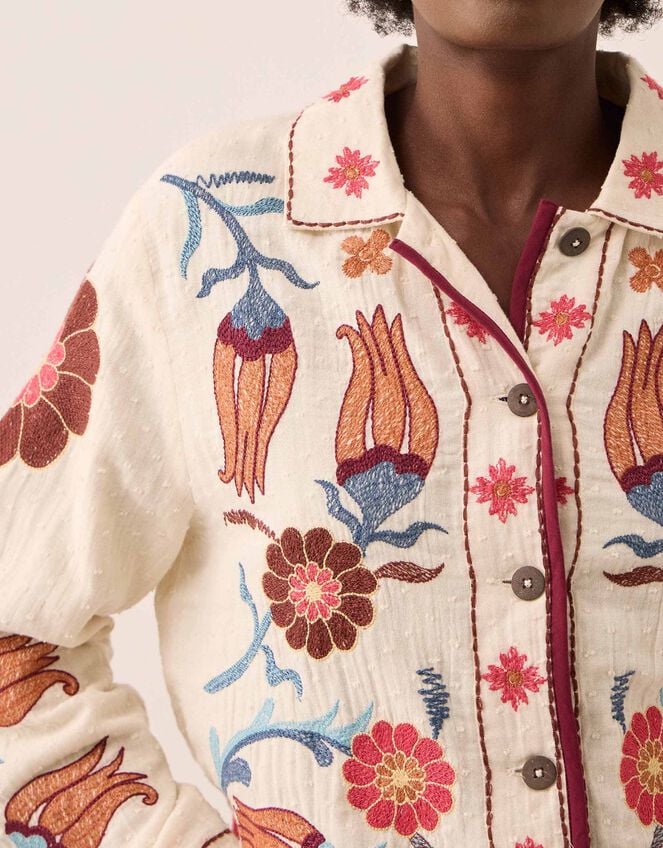 East Odeline Embroidered Dobby Jacket, Ivory (IVORY), large