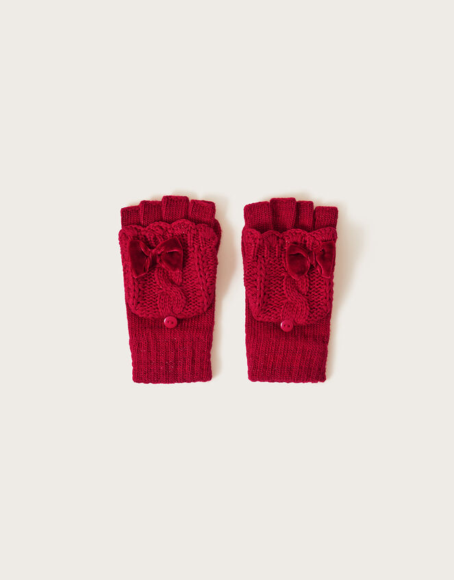 Bow Capped Gloves, Red (RED), large