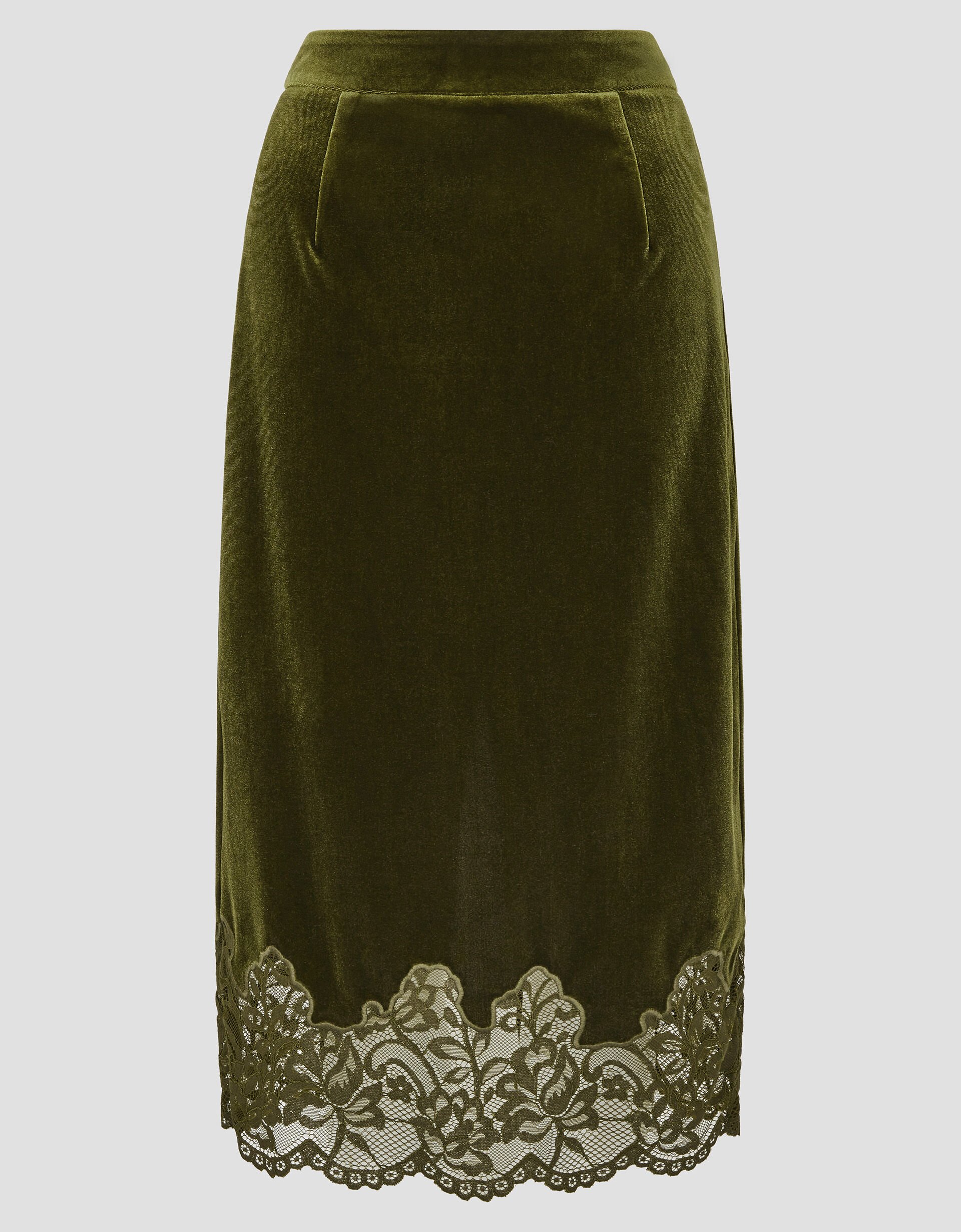 Andi Velvet Lace Pencil Skirt Green
