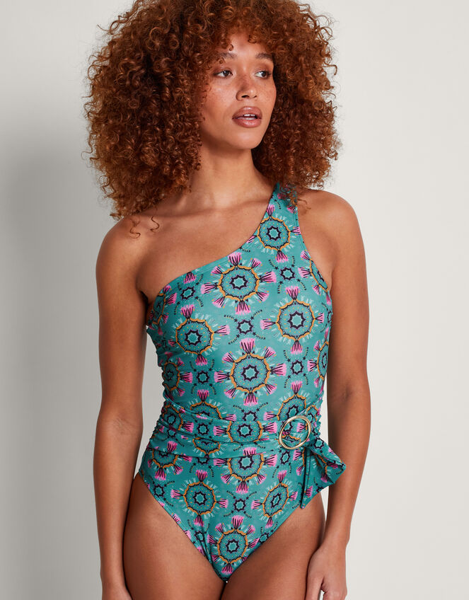 Carla Belted Swimsuit, Teal (TEAL), large