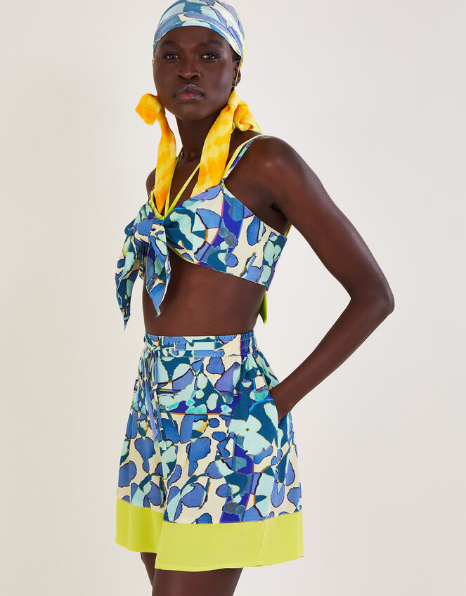 Abstract Print Shorts, Blue (TURQUOISE), large