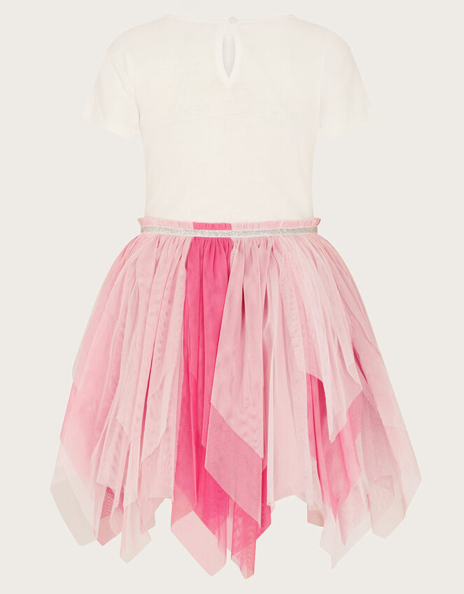 Sequin Unicorn Short Sleeve Disco Dress, Pink (PINK), large
