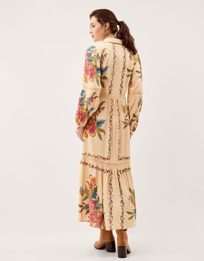 Rosaleigh Long Sleeve Floral Maxi Dress Cream