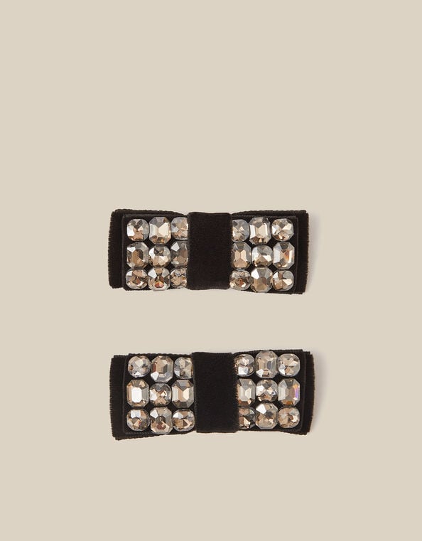 2-Pack Jewel Bow Hair Clips, , large