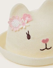 Baby Knitted Cat Hat, White (WHITE), large