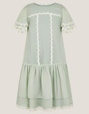 Antonia Drop Waist Flower Dress, Green (SAGE), large