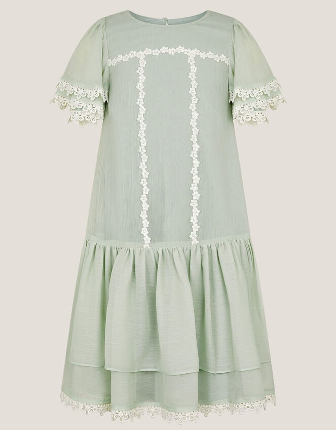 Antonia Drop Waist Flower Dress, Green (SAGE), large
