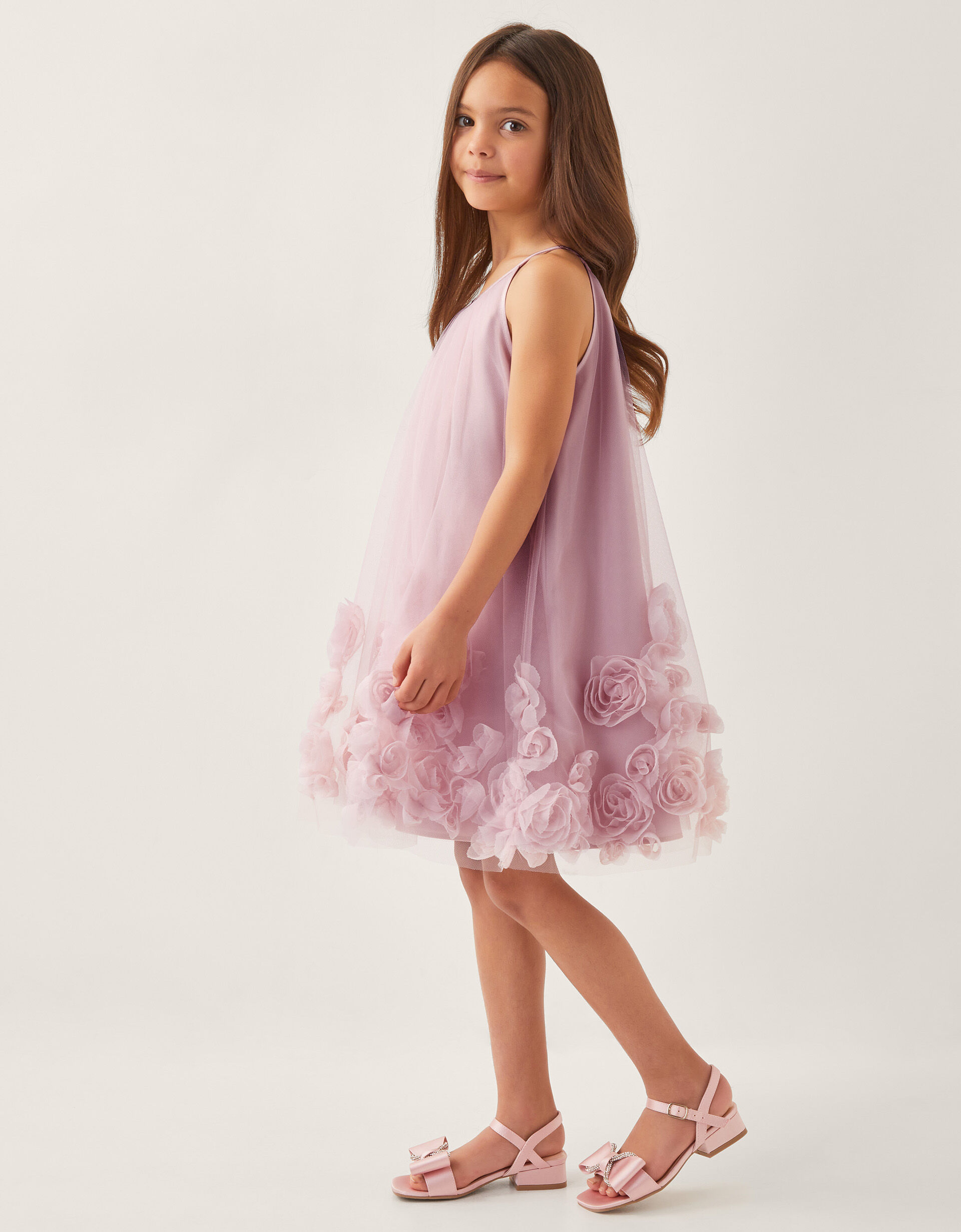 3D Rose Swing Dress Pink