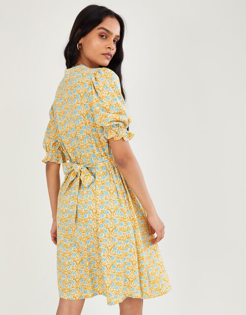Ditsy Floral Dress, Yellow (OCHRE), large