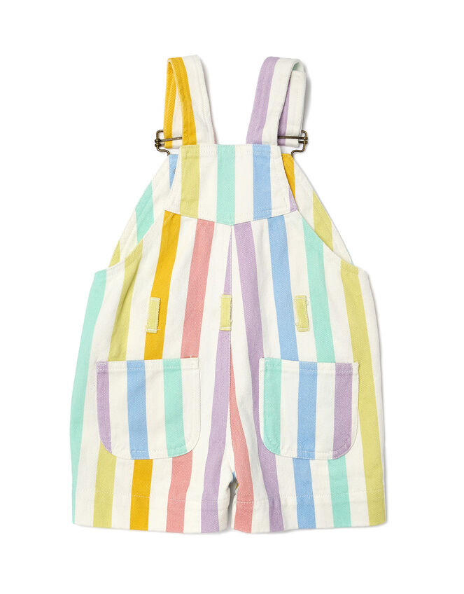 Dotty Dungarees Stripe Short Dungarees, Multi (MULTI), large