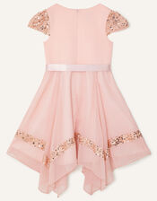 Olivia Sequin Hanky Hem Dress, Pink (PINK), large