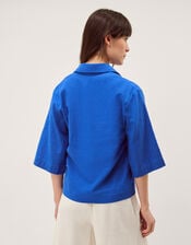 Emily Linen Blend Shirt, Blue (COBALT), large