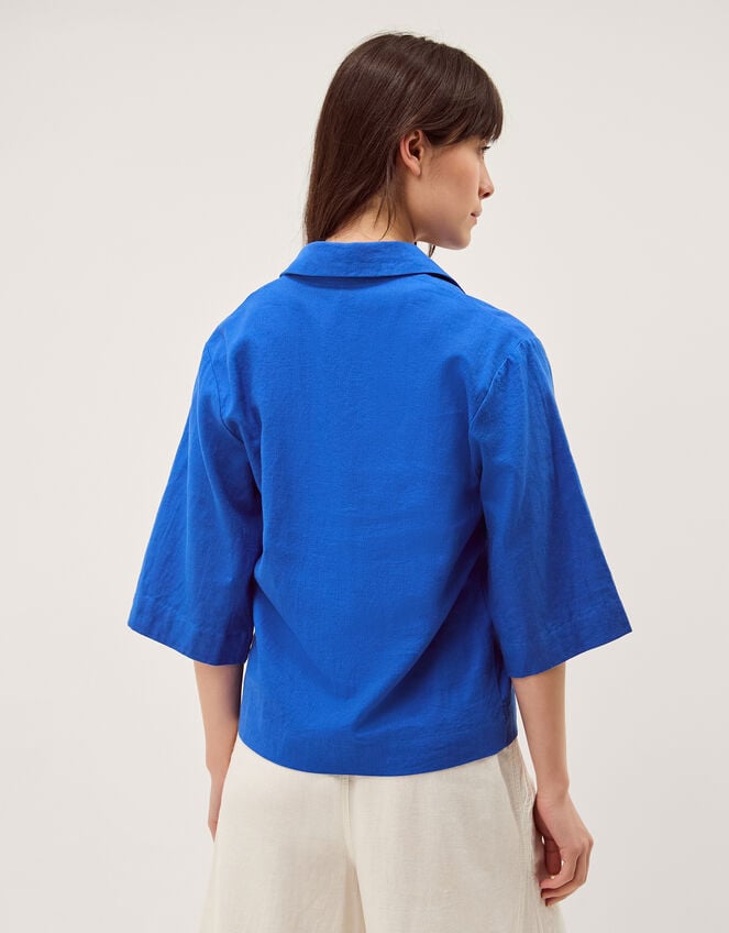 Emily Linen Blend Shirt, Blue (COBALT), large