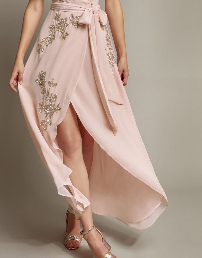 Sarah Embellished Wrap Dress , Pink (BLUSH), large