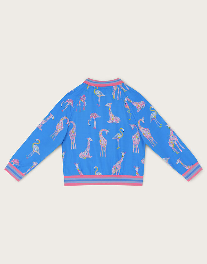 Giraffe and Flamingo Bomber Jacket WWF-UK Collaboration, Blue (BLUE), large