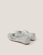 Glitter Mesh Ballet Flats, Silver (SILVER), large