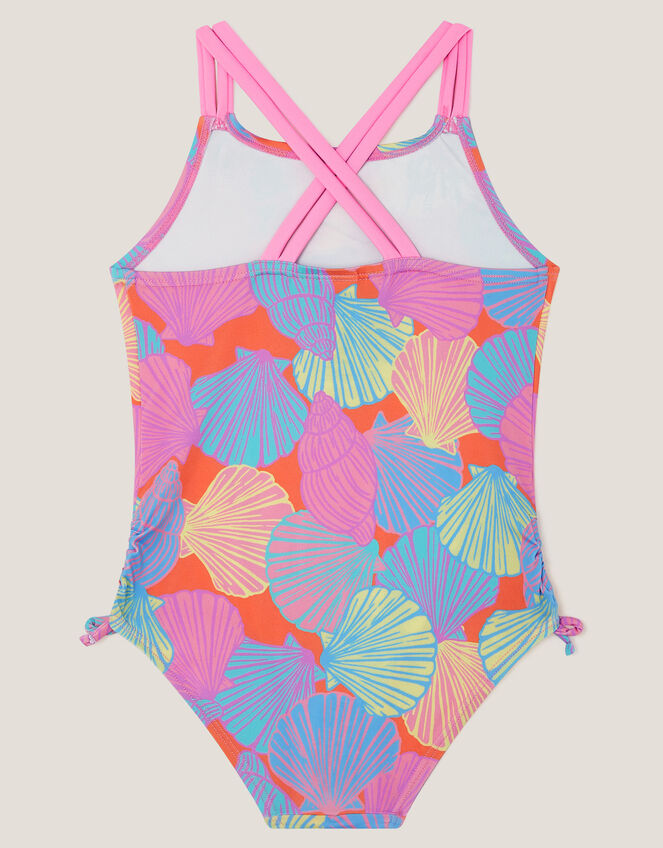 Shell Print Ruched Swimsuit, Multi (MULTI), large