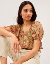 Harlowe Print Jersey Top, Green (GREEN), large